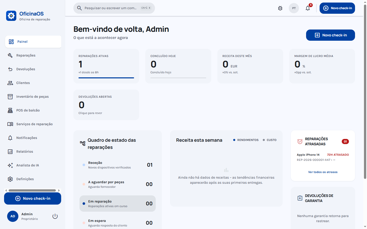 Painel de reparações